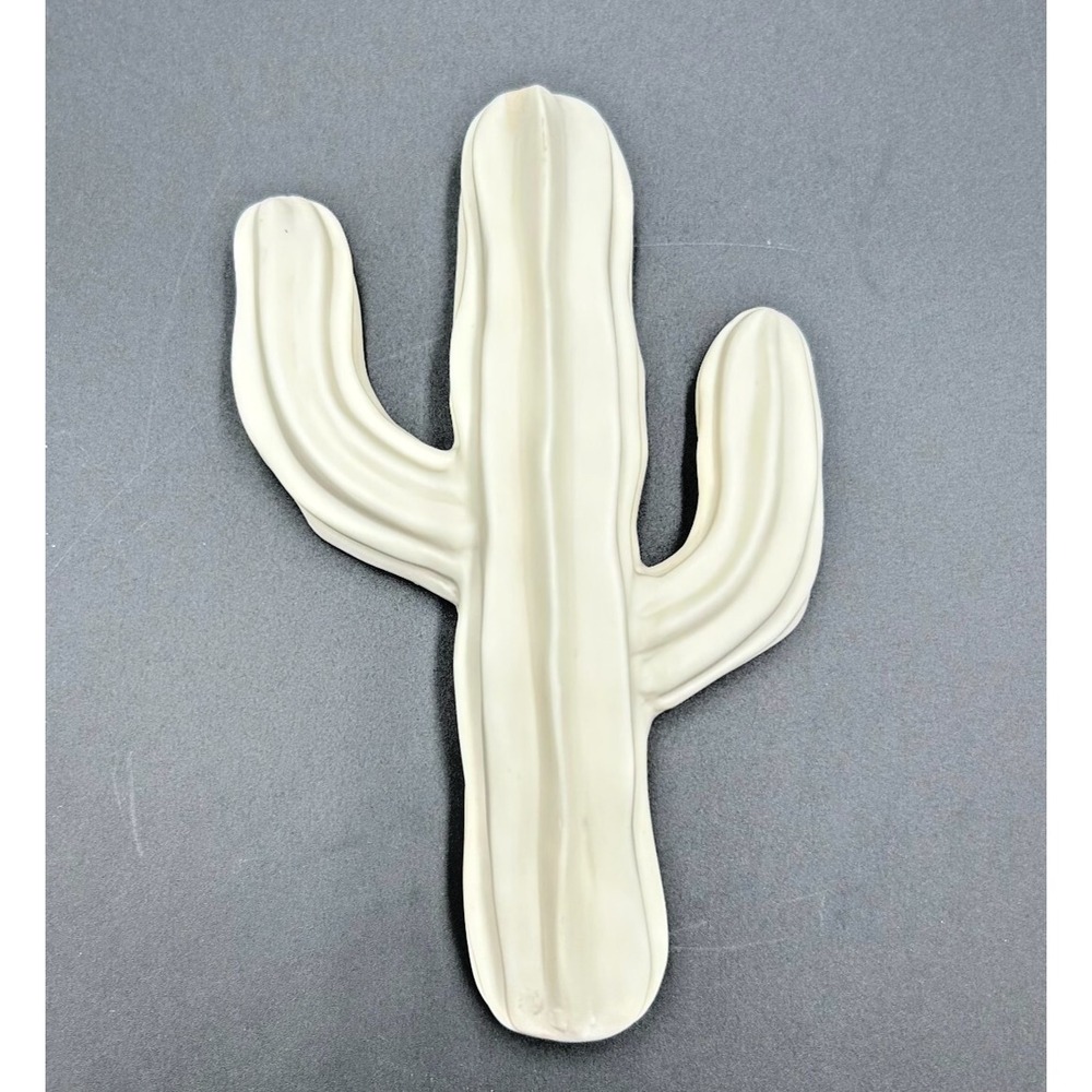 7" White‎ Ceramic Wall Hanging Cactus